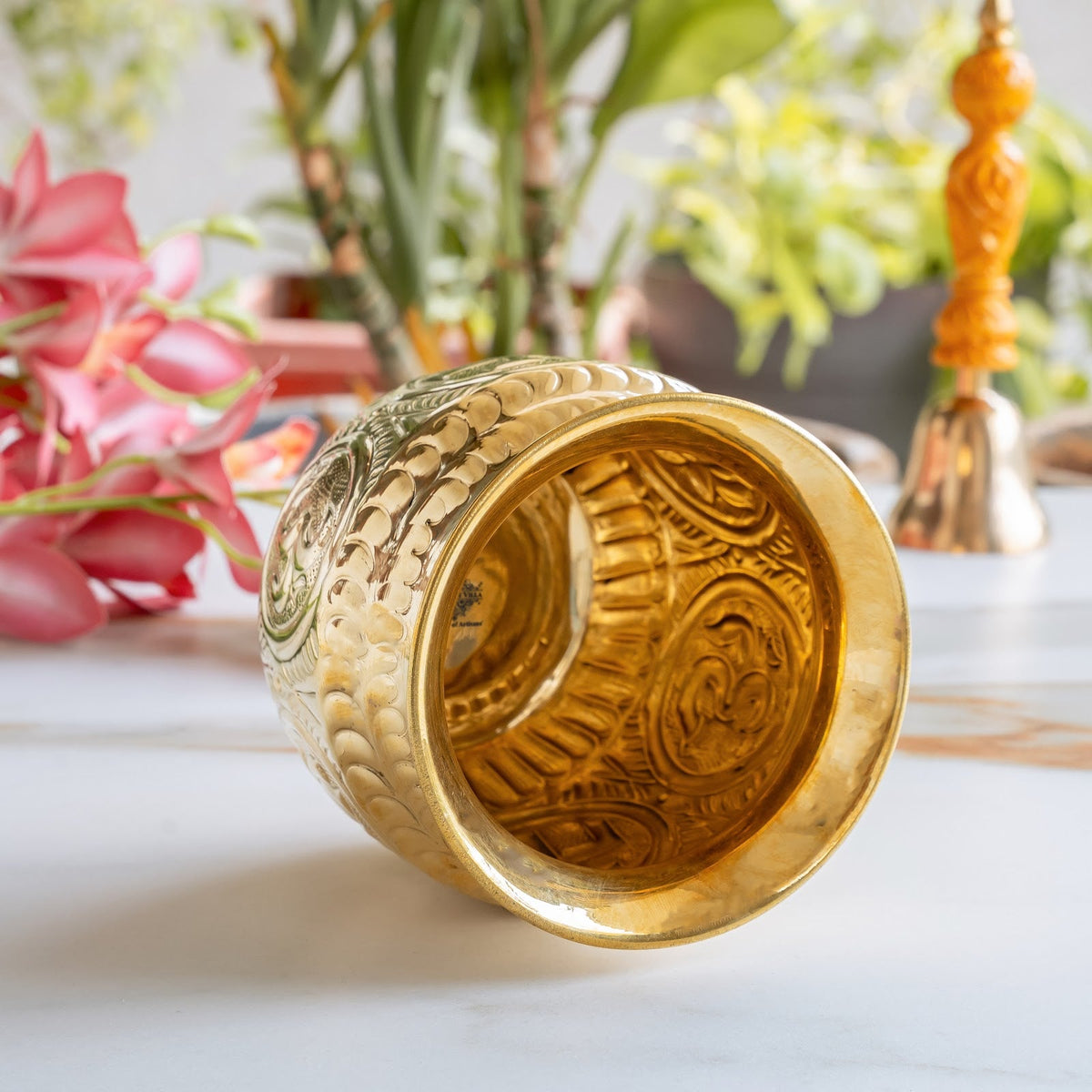 Pure Brass Lota with Swastik & Om Design for Pooja - 1000 ML