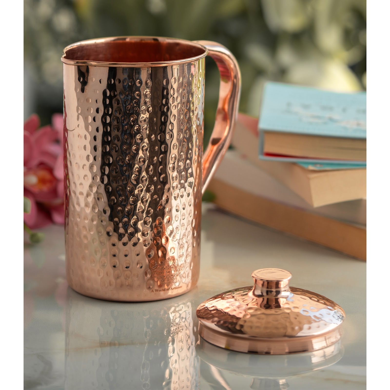 Pure Copper Hammered & Plain Designer Jug With Lid