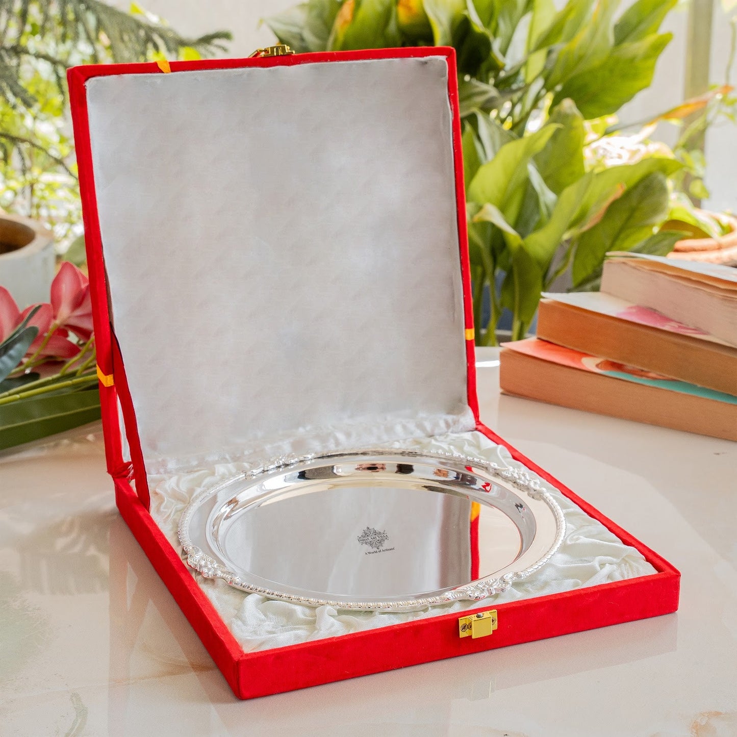 Silver Plated Plate with Plain Shine Quarter-8.5" Width