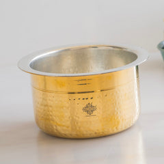 Pure Brass Hammered Design Bhagona  with inside Tin Lining