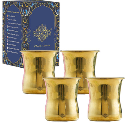 Handmade Pure Steel Brass Curved Design Glass -300ml