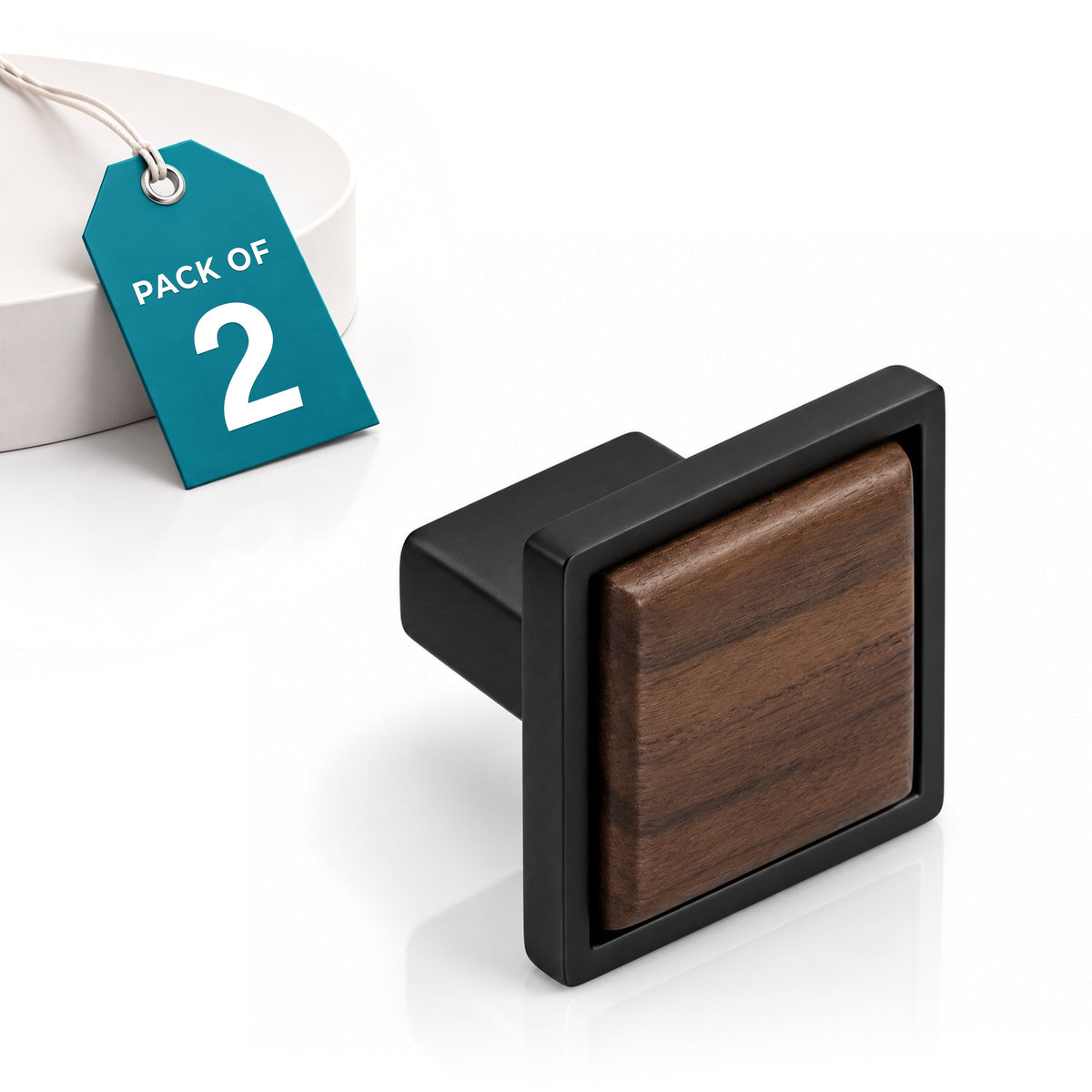 Plantex Cabinet Drawer Pull Knobs | Drawer Knobs Handles | Pull-Push Knobs for Kitchen & Wardrobe - Pack of 2 (Black & Wood)