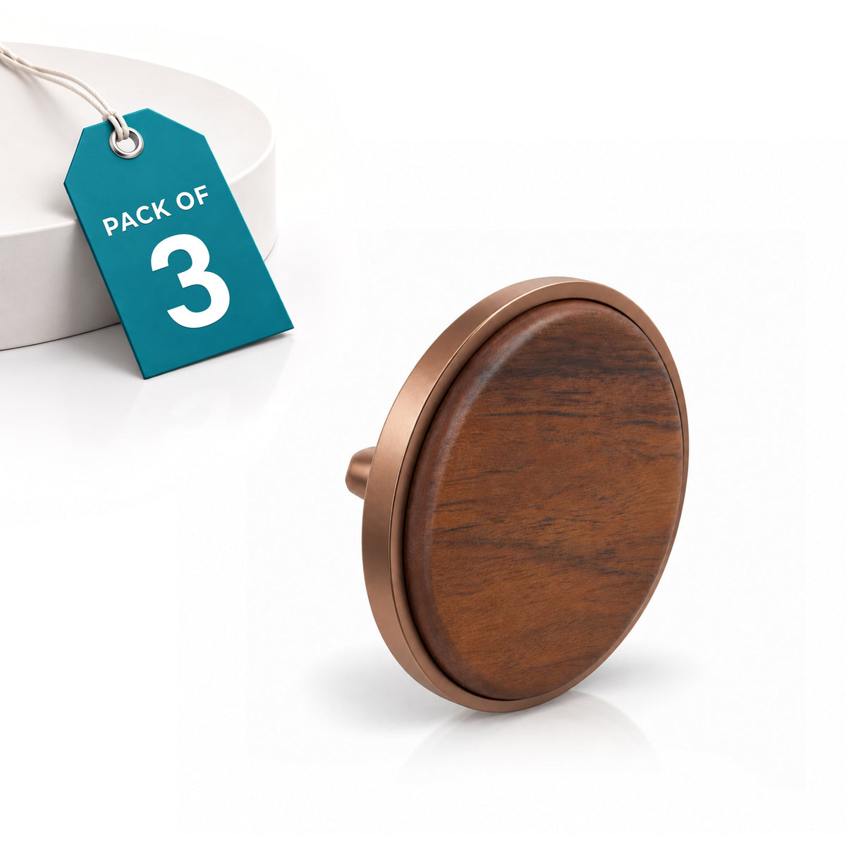 Plantex Knobs for Drawer/Round Drawer Knobs/Knobs for Cabinets/Pull-Push Knobs for Kitchen/Bedroom Drawer - Pack of 3 (Big, Rose Gold & Wood)