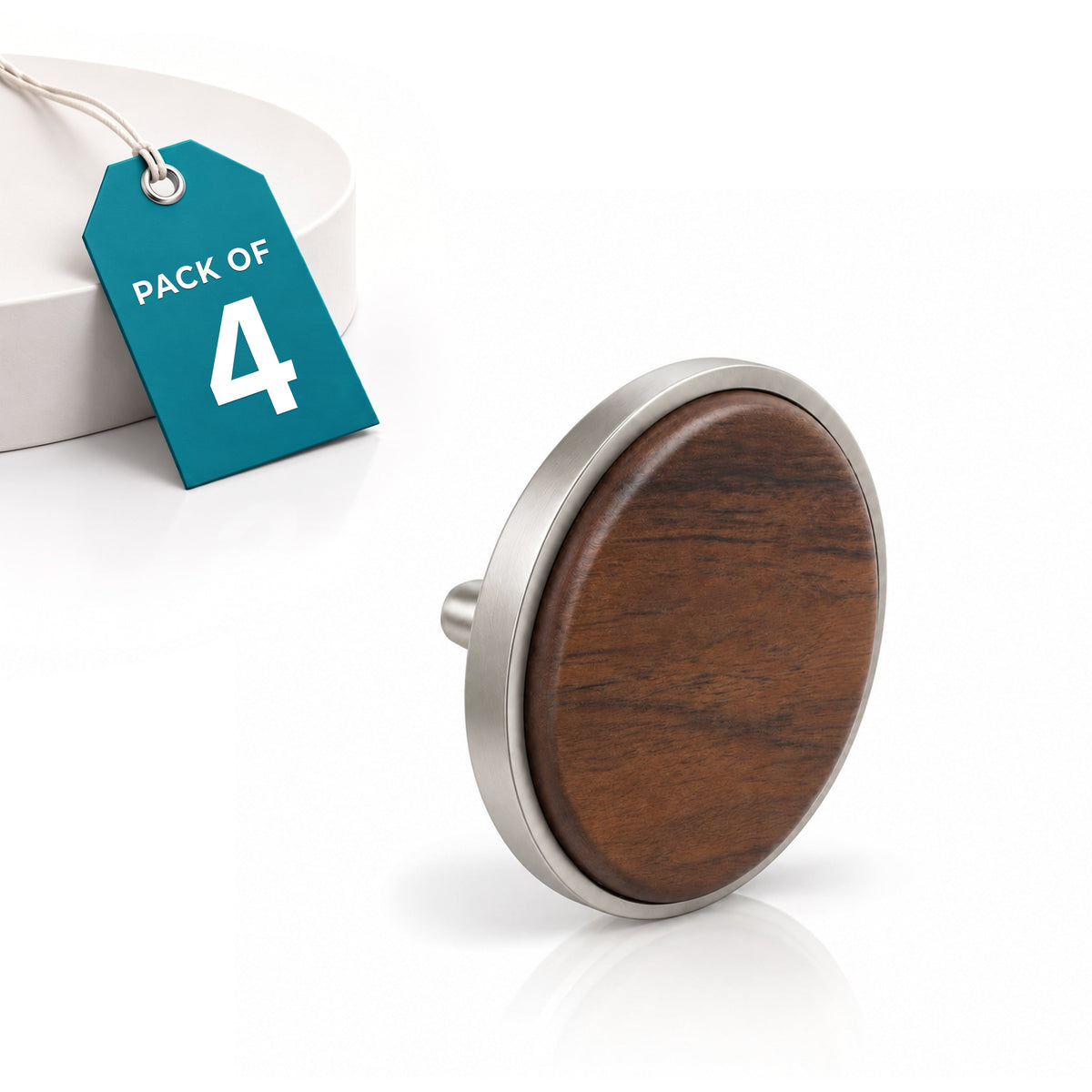 Plantex Knobs for Drawer/Round Drawer Knobs/Knobs for Cabinets/Pull-Push Knobs for Kitchen/Bedroom Drawer - Pack of 4 (Big, Satin & Wood)