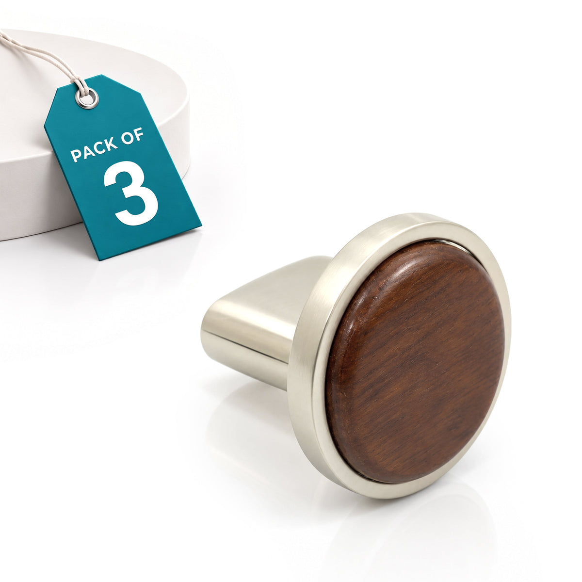 Plantex Knobs for Drawer/Round Drawer Knobs/Knobs for Cabinets/Pull-Push Knobs for Kitchen/Bedroom Drawer - Pack of 3 (Small, Satin & Wood)-1