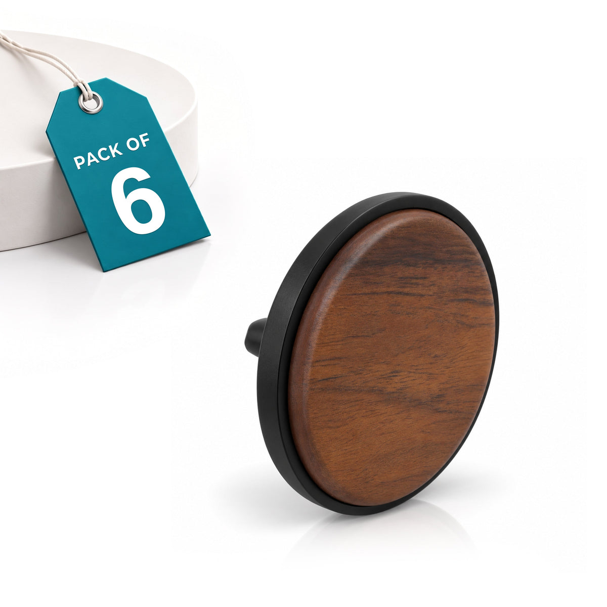 Plantex Knobs for Drawer/Round Drawer Knobs/Knobs for Cabinets/Pull-Push Knobs for Kitchen/Bedroom Drawer - Pack of 6 (Big, Black & Wood)