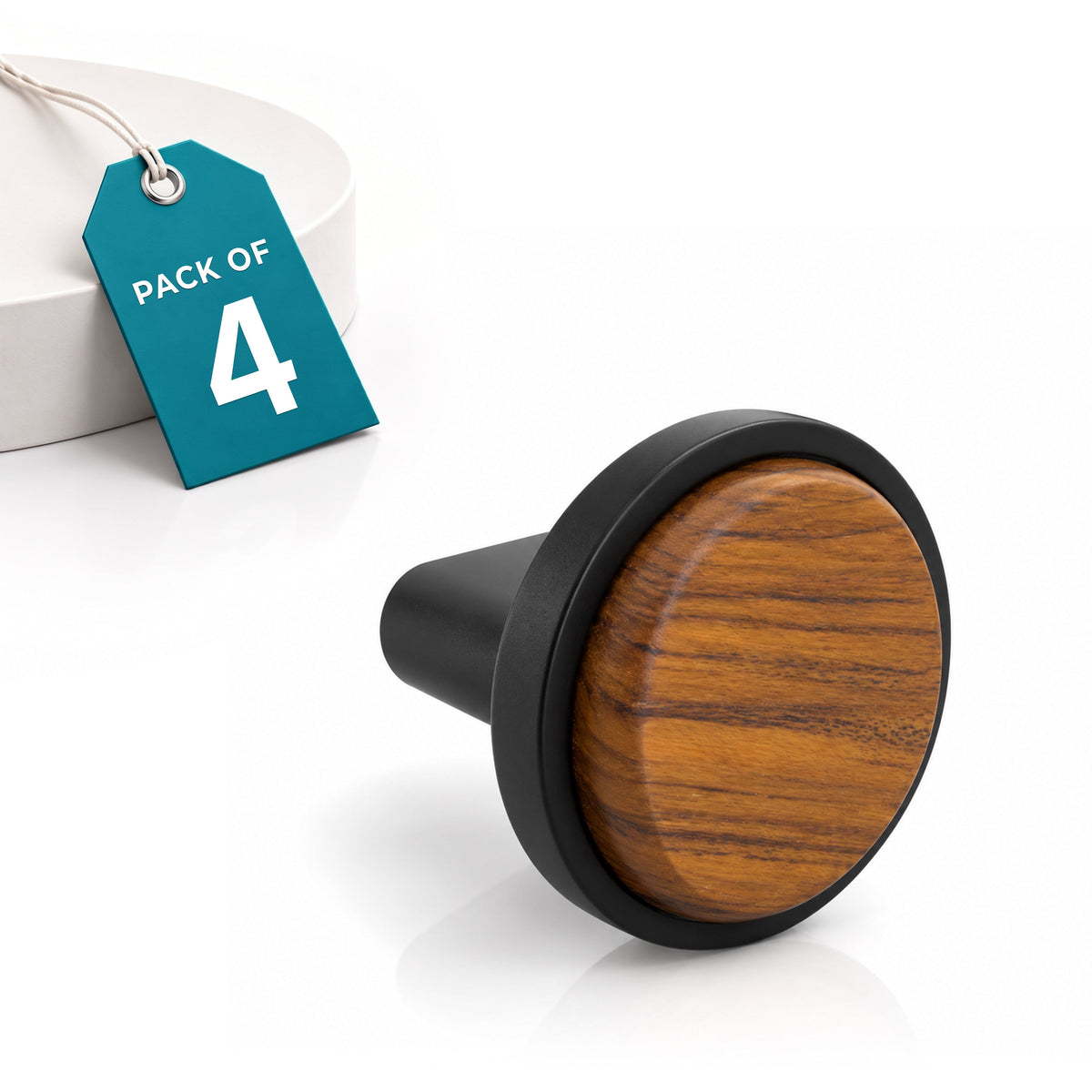 Plantex Knobs for Drawer/Round Drawer Knobs/Knobs for Cabinets/Pull-Push Knobs for Kitchen/Bedroom Drawer - Pack of 4 (Small, Black & Wood)-1