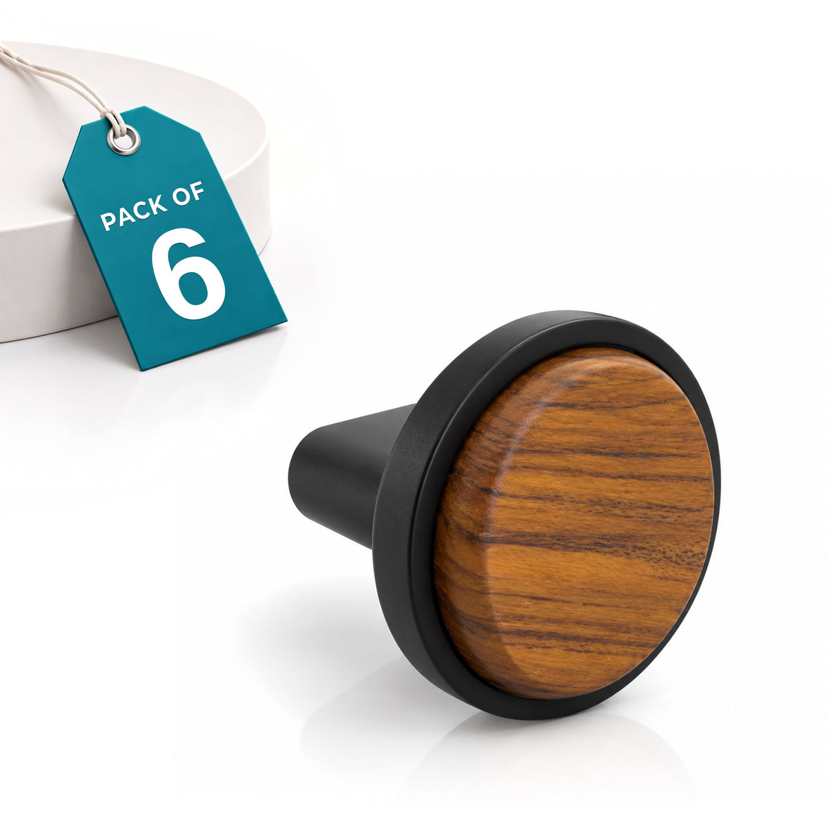 Plantex Knobs for Drawer/Round Drawer Knobs/Knobs for Cabinets/Pull-Push Knobs for Kitchen/Bedroom Drawer - Pack of 6 (Small, Black & Wood)-1