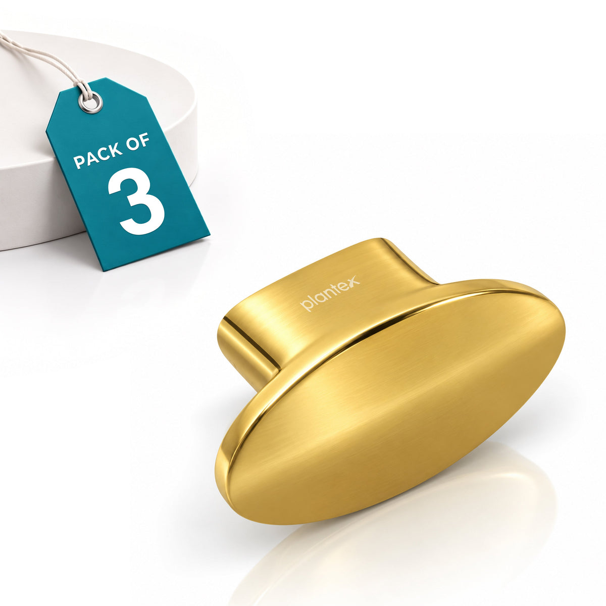 Plantex Knobs for Drawer/Small Drawer Knobs/Knobs for Cabinets/Pull-Push Knobs for Kitchen/Bedroom Drawer - Pack of 3 (Oval, Gold)