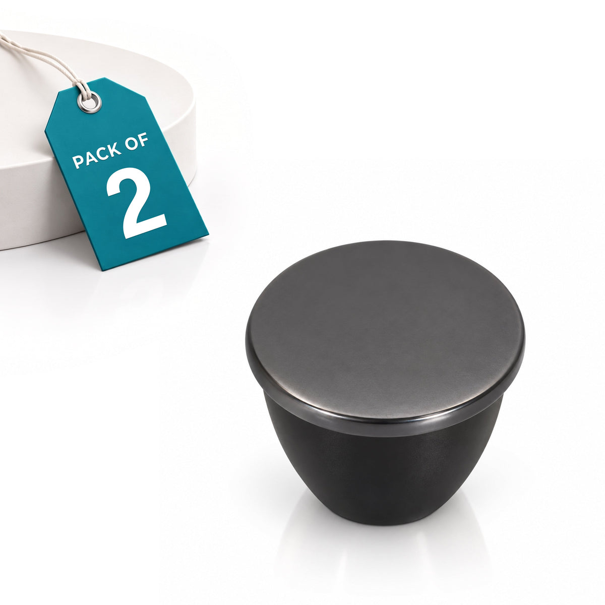 Plantex Knobs for Drawer/Drawer Knobs/Knobs for Cabinets/Pull-Push Knobs for Kitchen/Bedroom Drawer - Pack of 2 (Satin Black & Black)