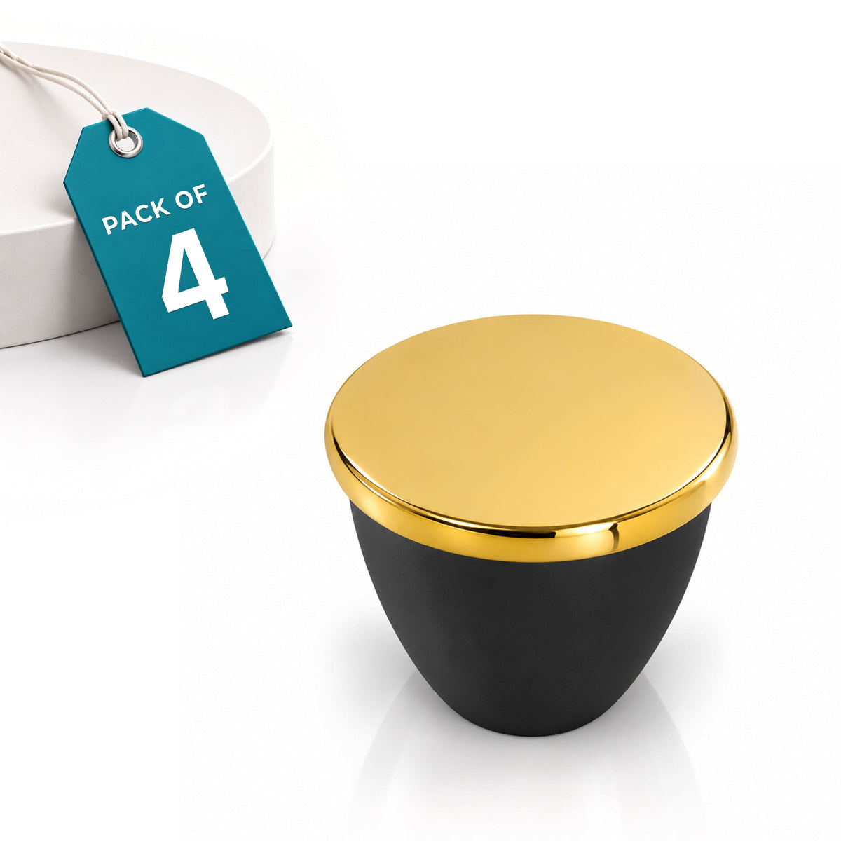 Plantex Knobs for Drawer/Drawer Knobs/Knobs for Cabinets/Pull-Push Knobs for Kitchen/Bedroom Drawer - Pack of 4 (Black & Gold)