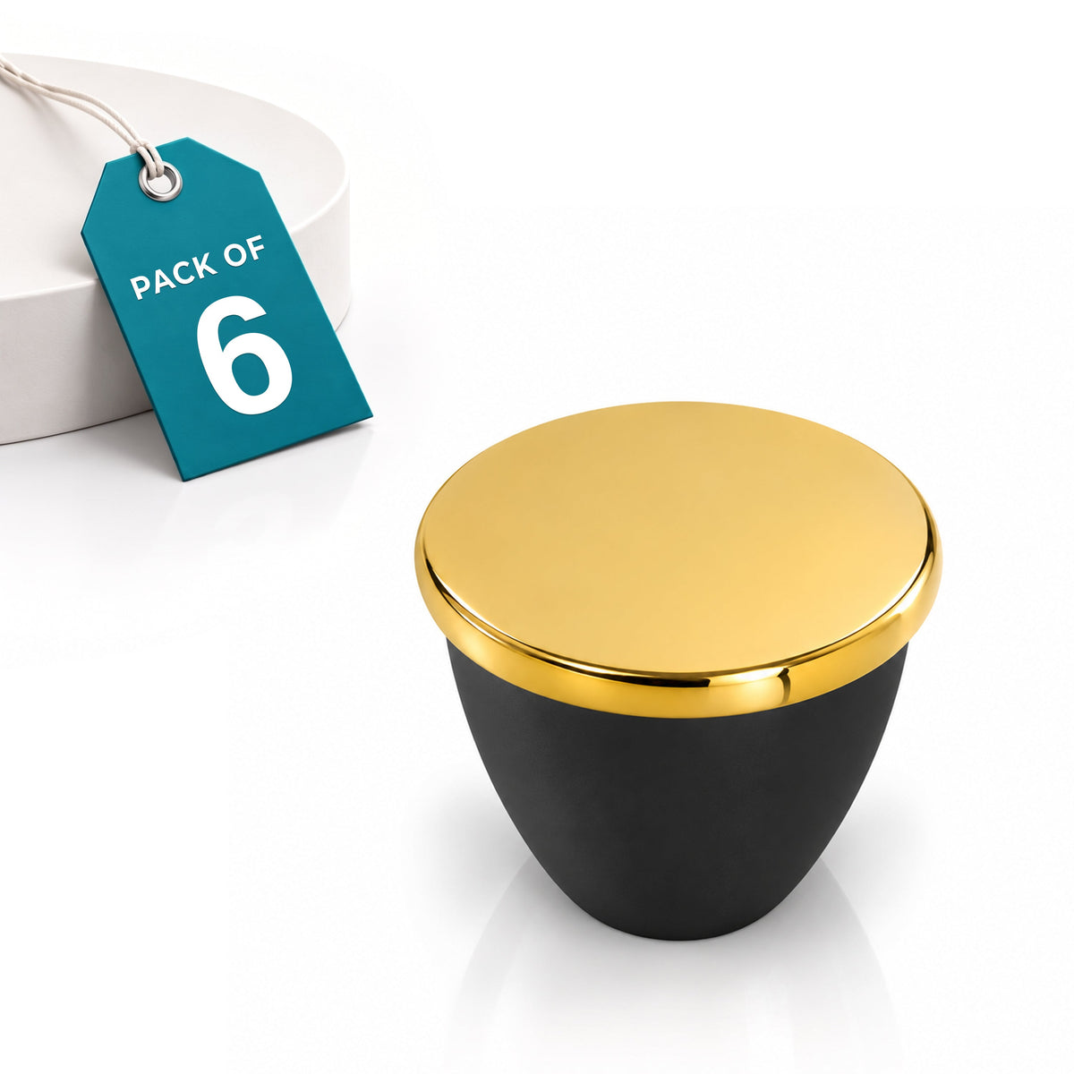 Plantex Knobs for Drawer/Drawer Knobs/Knobs for Cabinets/Pull-Push Knobs for Kitchen/Bedroom Drawer - Pack of 6 (Black & Gold)-1