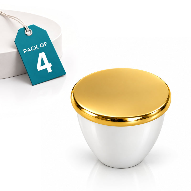 Plantex Knobs for Drawer/Drawer Knobs/Knobs for Cabinets/Pull-Push Knobs for Kitchen/Bedroom Drawer - Pack of 4 (Gold & White)-1