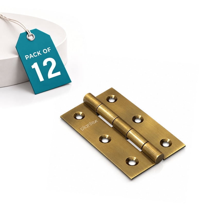 Plantex Stainless Steel Door Hinges 3 inch x 16 Gauge/1.5 mm Thickness Home/Office/Hotel/Hinges for Main Door/Soft Movement Door Hinge/Kabza - Pack of 12 (Brass Antique)-1