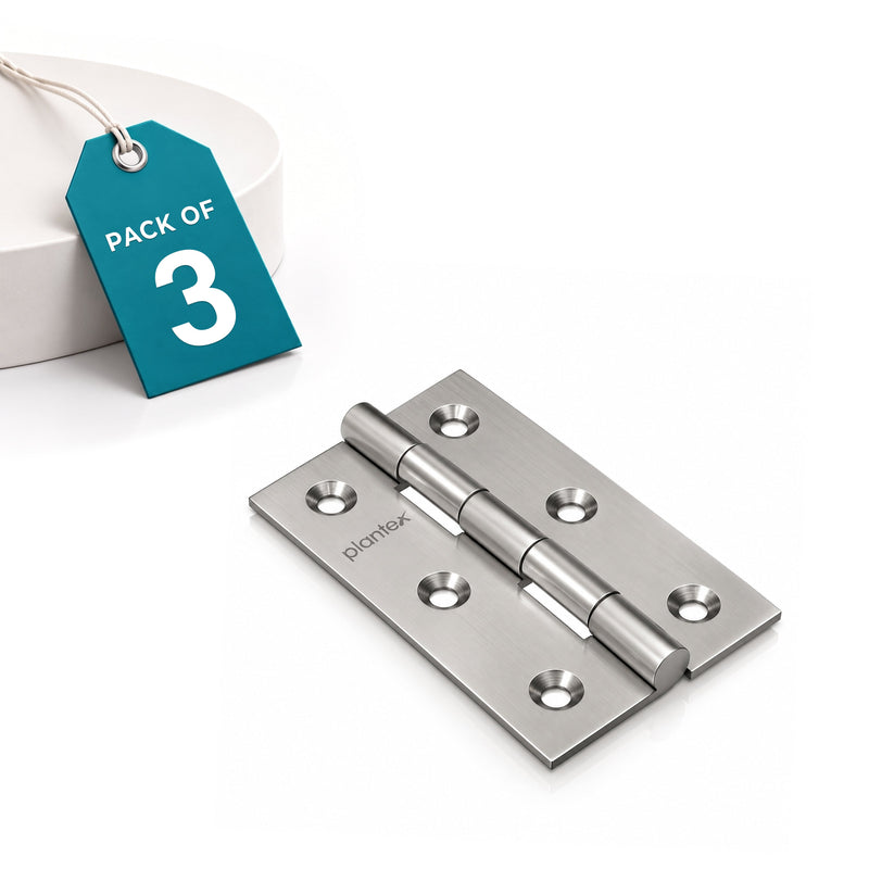 Plantex Stainless Steel Door Hinges 3 inch x 16 Gauge/1.5 mm Thickness Home/Office/Hotel for Main Door/Wooden/Bedroom/Kitchen/Kabza - Pack of 3 (Satin Matt)-1