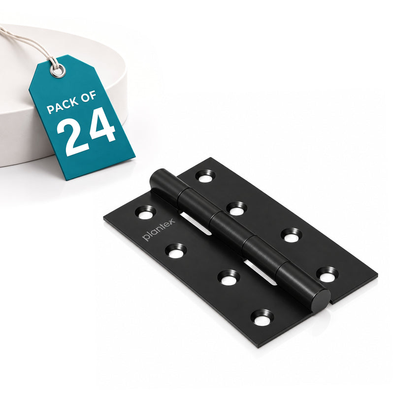Plantex Door Hinges 4 inch x 14 Gauge/1.8 mm Thickness Home/Office/Hotel/Door Hinges for Main Door/Kabza for Bedroom/Kitchen/Bathroom/Window/Soft Movement Hinge- Pack of 24 (Black)-1