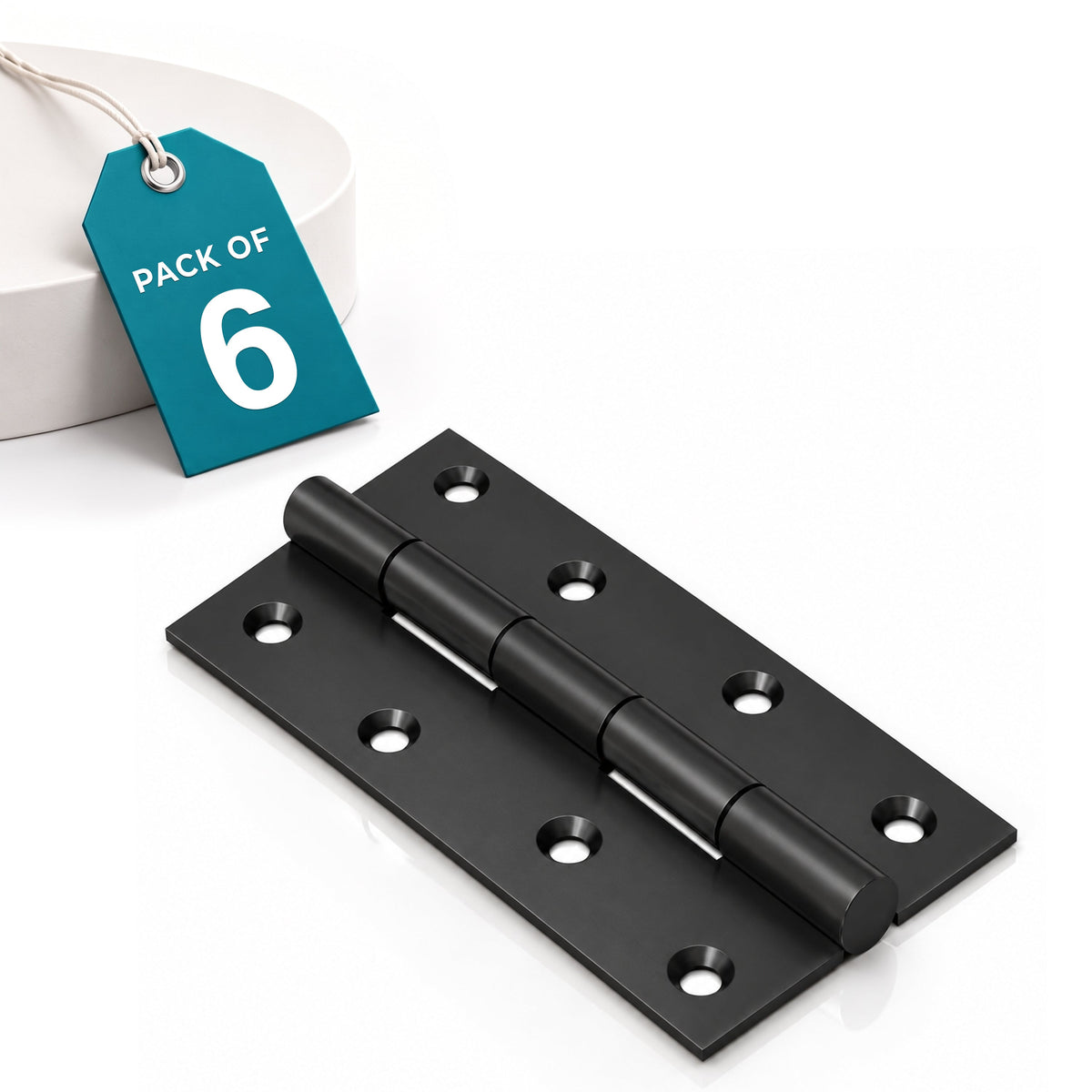 Plantex Heavy Duty Stainless Steel Door Butt Hinges 5 inch x 12 Gauge/2.5 mm Thickness Home/Office/Hotel for Main Door/Bedroom/Kitchen/Bathroom - Pack of 6 (Black)