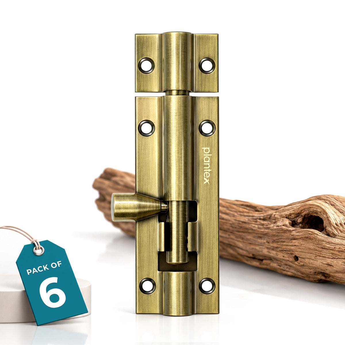 Plantex Stainless Steel Tower Bolt/Tower Bolt for Home,Offices Doors and Windows/Tower Bolt for Main Door/Door Latch/Kundi/Chitakini/Door Latch for Windows - Pack of 6 (Brass Antique, 4 inch)-1