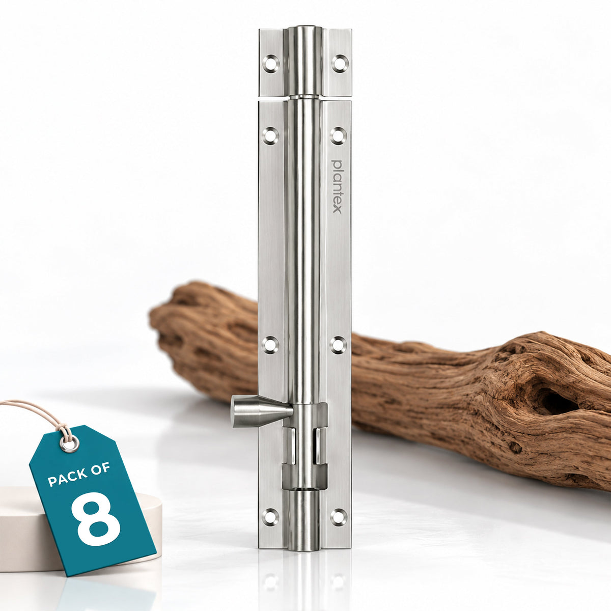 Plantex Stainless Steel Tower Bolt/Tower Bolt for Home,Offices Doors and Windows/Tower Bolt for Main Door/Door Latch/Kundi/Chitakini/Door Latch for Windows - Pack of 8 (Matt Finish, 8 inch)
