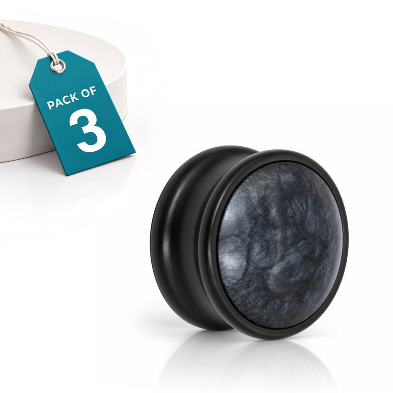 Plantex Knobs for Drawers/Drawer Knobs/Round Knob for Cabinets/Pull-Push Knob for Kitchen/Bedroom/Office Drawer - Pack of 3 (Black)-1