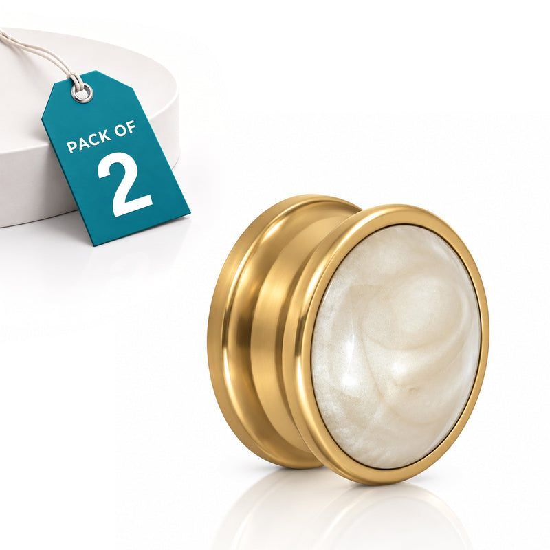 Plantex Knobs for Drawers/Drawer Knobs/Round Knob for Cabinets/Pull-Push Knob for Kitchen/Bedroom Drawer - Pack of 2 (Gold)-1