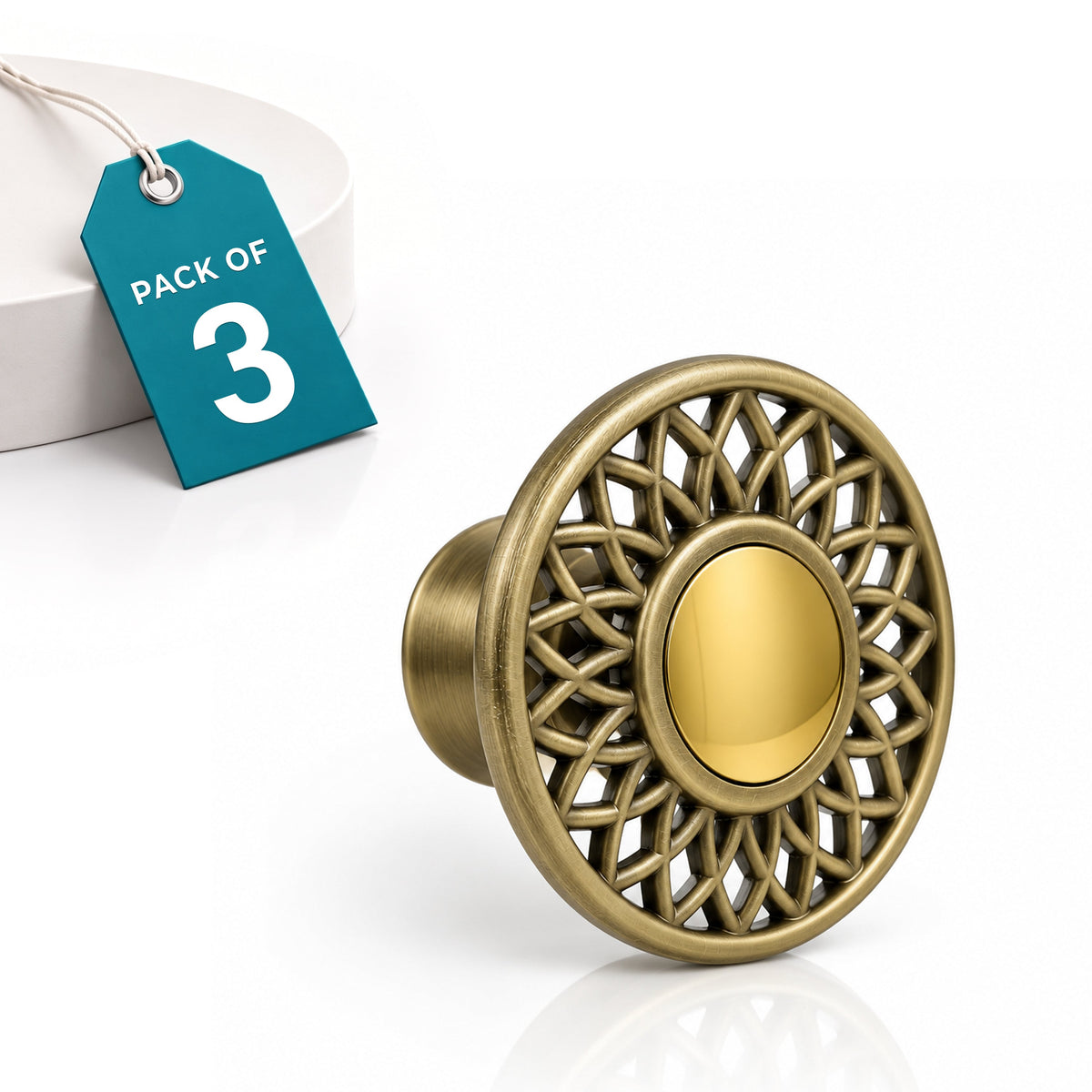 Plantex Knobs for Drawer/Pull-Push Drawer Knobs for Kitchen/Bedroom/Drawers - Pack of 3 (Brass Antique)-1