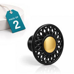 Plantex Knobs for Drawer/Cabinet Knob/Round Drawer Knobs/Pull-Push Knob for Kitchen/Bedroom/Drawers - Pack of 2 (Black)-1