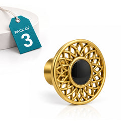 Plantex Drawer Knobs/Round Knobs for Cabinets/Pull-Push Knobs for Drawer Home/Office Cabinets - Pack of 3 (Gold) - Zinc-1