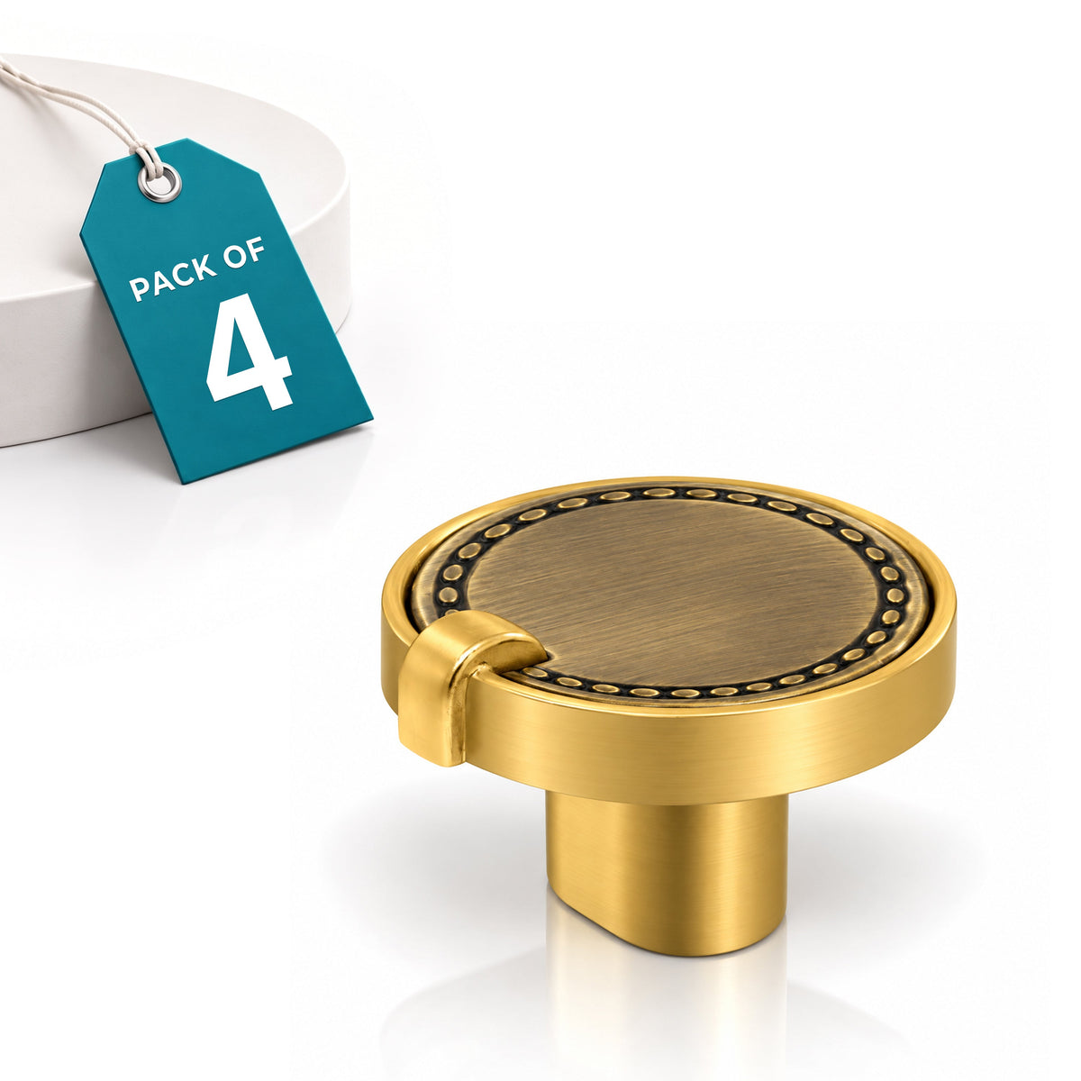 Plantex Knobs for Drawers/Drawer Knobs/Round Knob for Cabinets/Pull-Push Knob for Kitchen/Bedroom/Drawer - Pack of 4 (Brass Antique & Gold)