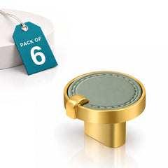 Plantex Knobs for Drawers/Drawer Knobs/Round Knob for Cabinets/Pull-Push Knob for Kitchen/Bedroom/Drawer - Pack of 6 (Gold & Green)-1