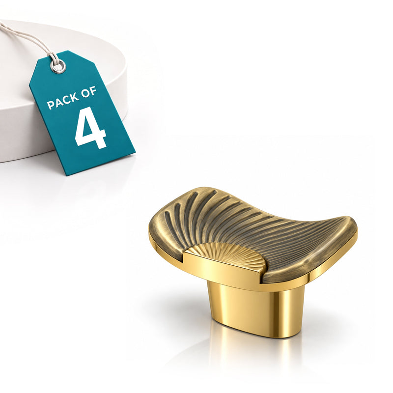 Plantex Knobs for Drawers/Drawer Knobs/Rectangle Knob for Cabinets/Pull-Push Knob for Kitchen/Bedroom/Drawer - Pack of 4 (Brass Antique & Gold)-1