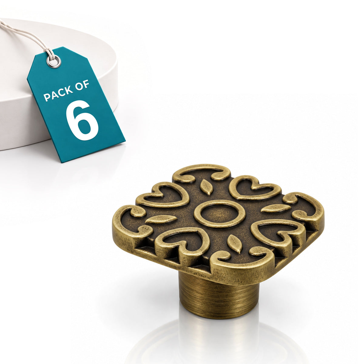 Plantex Knobs for Drawer/Square Drawer Knobs/Knobs for Cabinets/Pull-Push Knobs for Kitchen/Bedroom Drawer - Pack of 6 (DTK-299, Brass Antique)-1