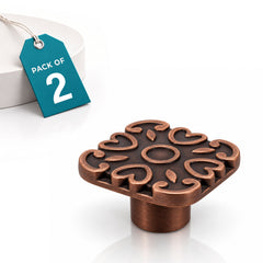 Plantex Knobs for Drawer/Square Drawer Knobs/Knobs for Cabinets/Pull-Push Knobs for Kitchen/Bedroom Drawer - Pack of 2 (DTK-299, Copper Antique)-1