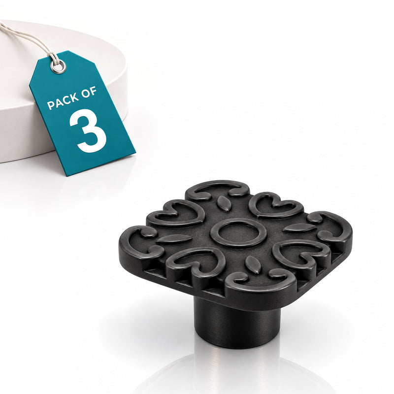 Plantex Knobs for Drawer/Square Drawer Knobs/Knobs for Cabinets/Pull-Push Knobs for Kitchen/Bedroom Drawer - Pack of 3 (DTK-299, Black)-1