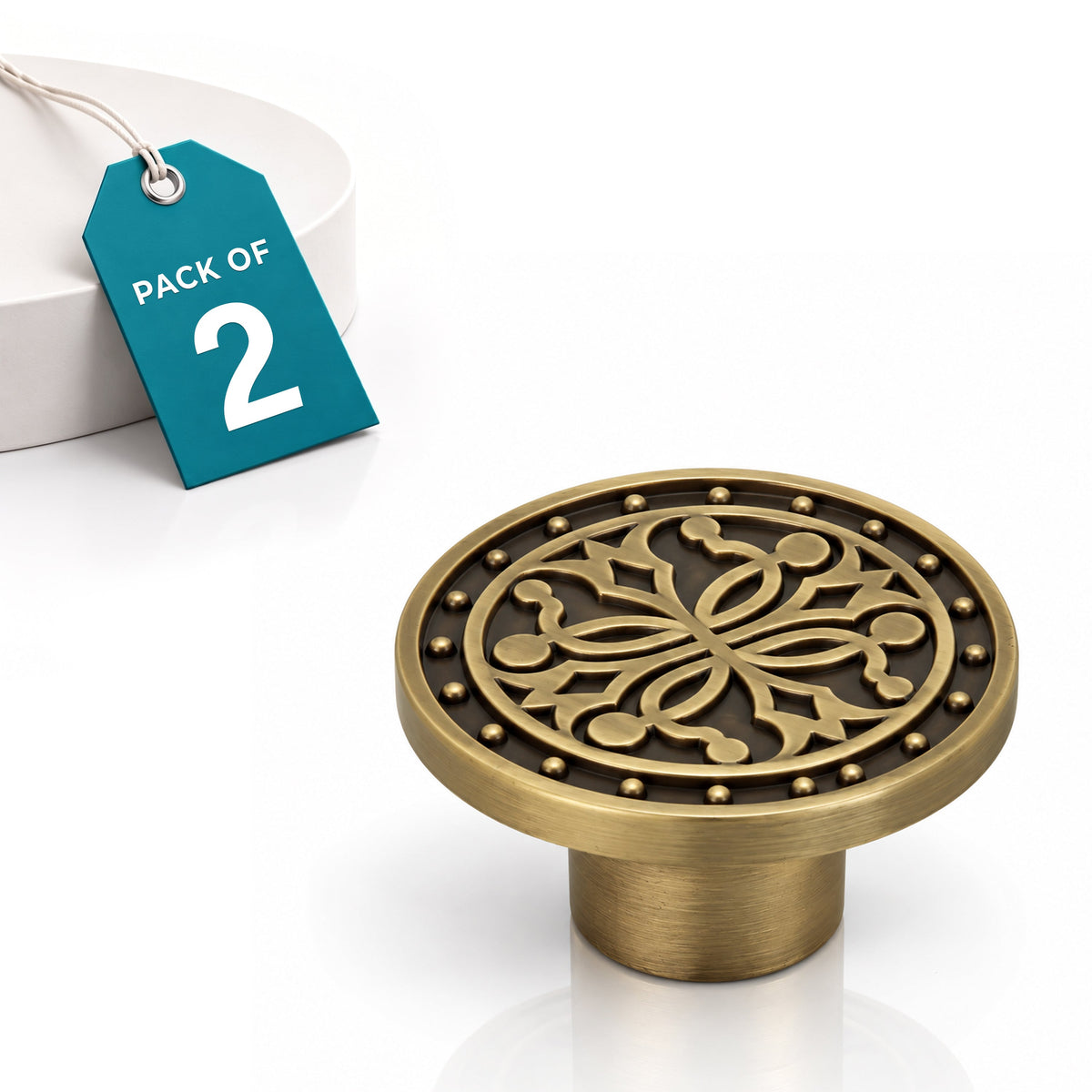 Plantex Knobs for Drawer/Round Drawer Knobs/Knobs for Cabinets/Pull-Push Knobs for Kitchen/Bedroom Drawer - Pack of 2 (DTK-301, Brass Antique)-1