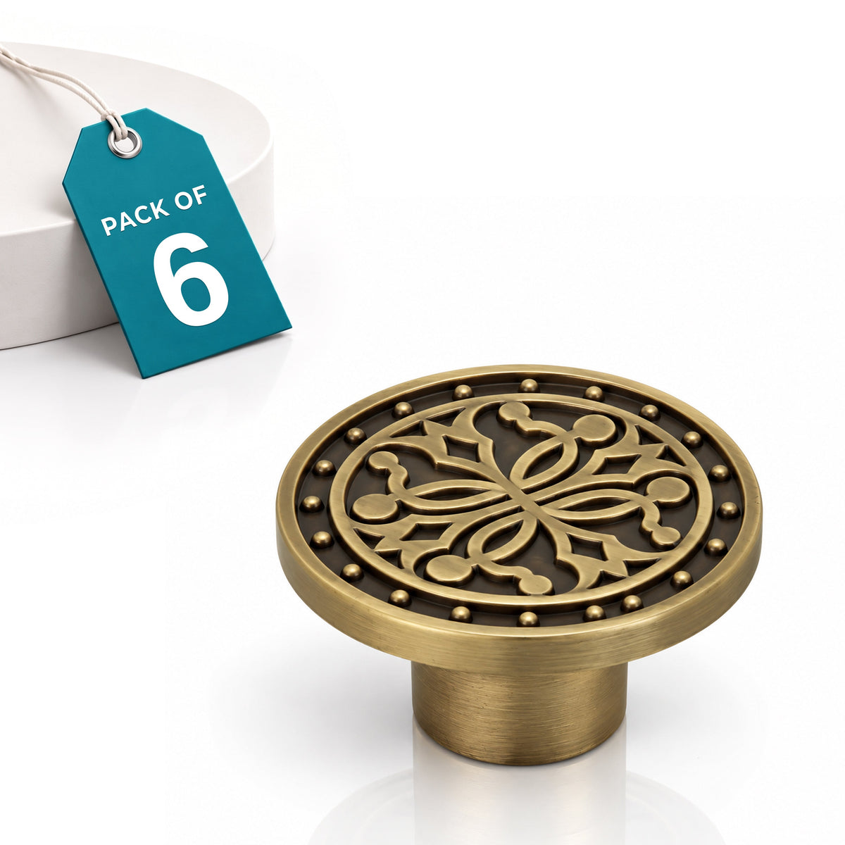 Plantex Knobs for Drawer/Round Drawer Knobs/Knobs for Cabinets/Pull-Push Knobs for Kitchen/Bedroom Drawer - Pack of 6 (DTK-301, Brass Antique)