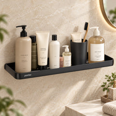 Plantex Shelf for Bathroom/Self Adhesive Wall Shelves/No Drill Bathroom Organizer/18x5 inch Shelf for Home/Office/Hotel - Pack of 1 (1502, Black)-1