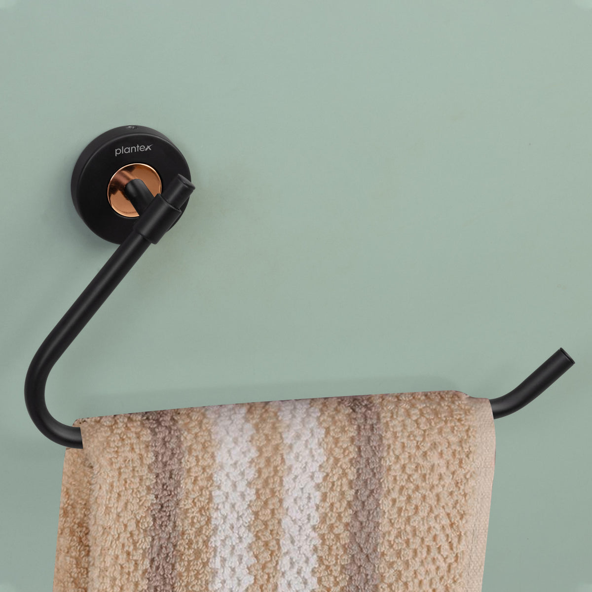 Plantex Towel Hanger for Bathroom/Solid Brass & SS-304 Grade Napkin Holder for Wash Basin/Napkin Hanger/Kitchen/Bathroom Accessories - (Matt Black & Rose Gold)-1