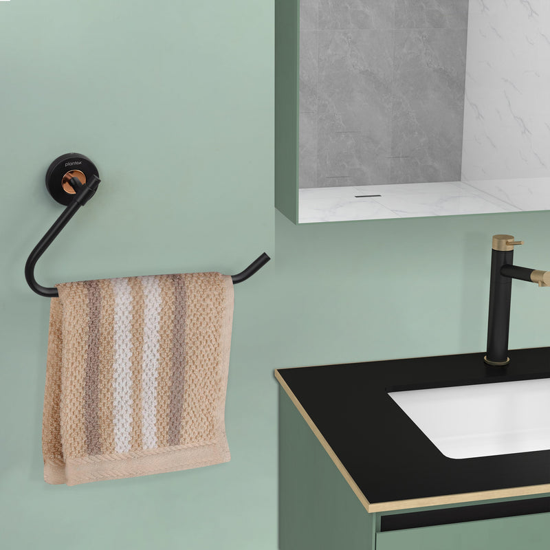 Plantex Towel Hanger for Bathroom/Solid Brass & SS-304 Grade Napkin Holder for Wash Basin/Napkin Hanger/Kitchen/Bathroom Accessories - (Matt Black & Rose Gold)-6