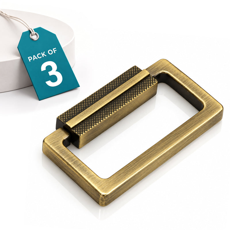 Plantex Rajwadi Drawer Kadi/3.5 Inch Drawer Handle/Pull-Push Kadi for Home/Office Cabinet - Pack of 3 (Brass Antique)-1
