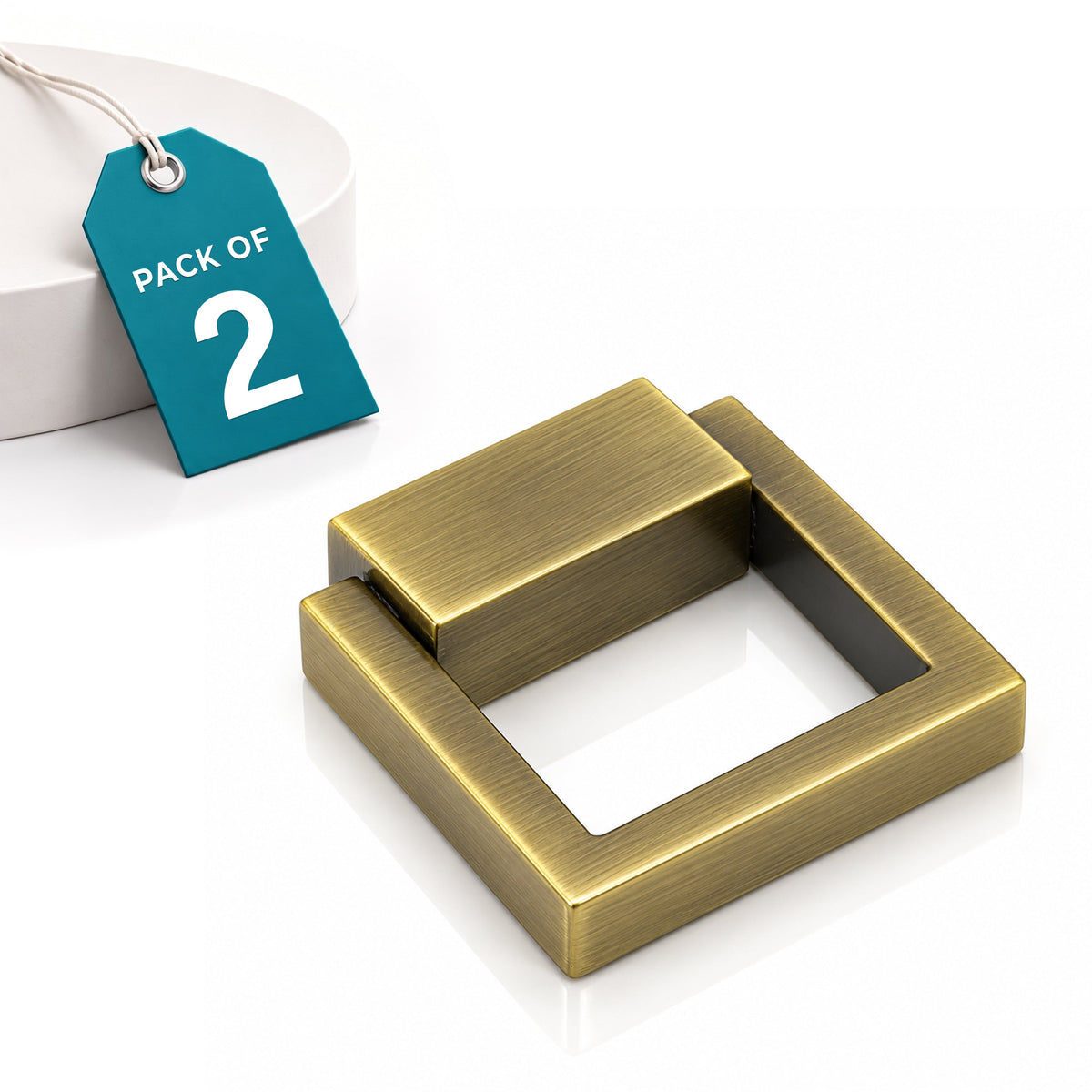 Plantex Drawer Kadi/2 Inch Chest Handle for Drawer/Square Cabinet Kadi/Pull-Push Small Kadi for Home/Office Drawer - Pack of 2 (SH-358, Brass Antique)