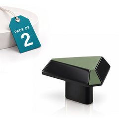 Plantex Knobs for Drawer/Drawer Knobs/Triangle Knob for Cabinets/Drawer Handle/Pull-Push Knob for Kitchen/Bedroom Drawers - Pack of 2 (SH-431, DC-Black & Green)-1