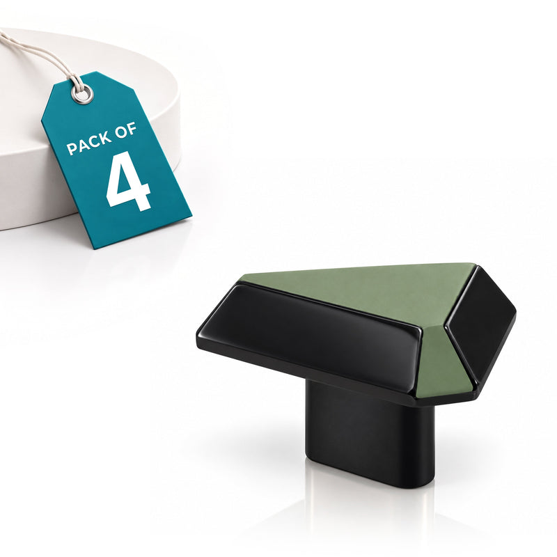 Plantex Knobs for Drawer/Drawer Knobs/Triangle Knob for Cabinets/Drawer Handle/Pull-Push Knob for Kitchen/Bedroom Drawers - Pack of 4 (SH-431, DC-Black & Green)-1