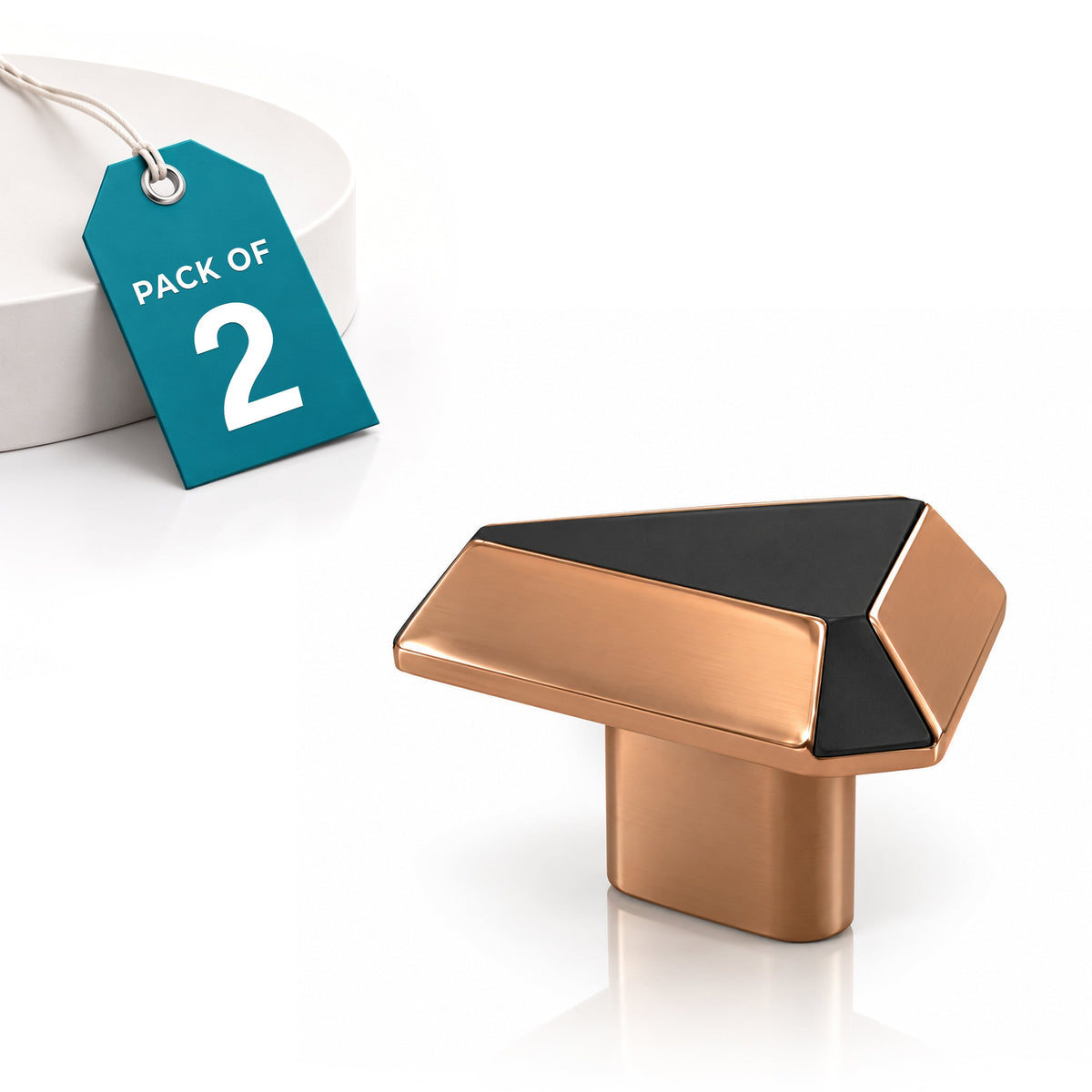 Plantex Knobs for Drawer/Drawer Knobs/Triangle Knob for Cabinets/Drawer Handle/Pull-Push Knob for Kitchen/Bedroom Drawers - Pack of 2 (SH-432, Rose Gold & Grey)