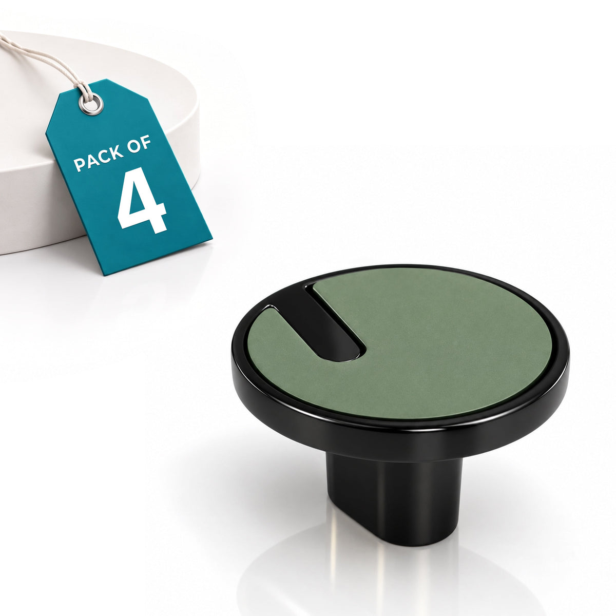 Plantex Knobs for Drawers/Drawer Knobs/Round Knob for Cabinets/Pull-Push Knob for Kitchen/Bedroom/Drawer - Pack of 4 (SH-433, DC-Black & Green)-1