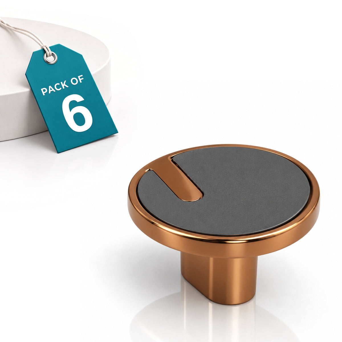 Plantex Knobs for Drawers/Drawer Knobs/Round Knob for Cabinets/Pull-Push Knob for Kitchen/Bedroom/Drawer - Pack of 6 (SH-433, Rose Gold & Grey)