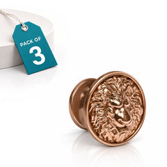 Plantex Lion Face Knobs for Drawer & Cabinets Set Knob | Kitchen Cabinet Knobs | Round Drawer Pulls and Knobs- Pack of 3 Pieces (Rose Gold)-1
