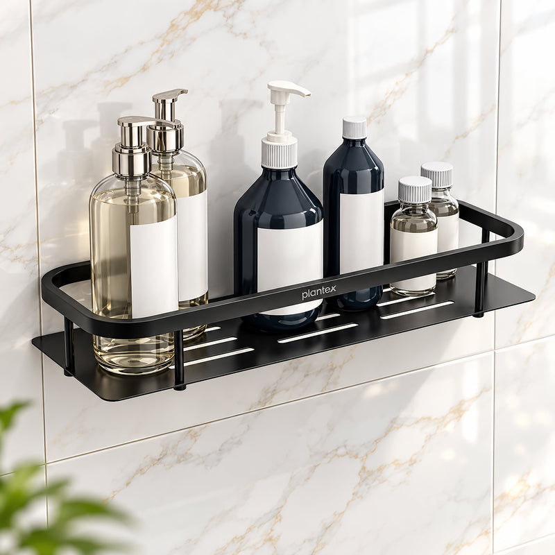 Plantex 304 Stainless Steel Bathroom Shelf/Wall Mounted Bathroom Organiser with Drill/Kitchen Storage Shelf(15X5 Inch-Black Finish)-1