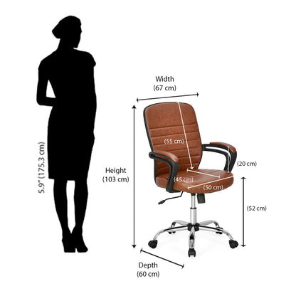 Nilkamal Aries Mid Back Office Chair (Brown)