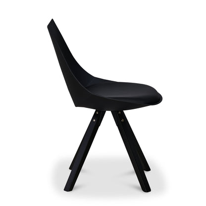 Nilkamal Aristo Leatherette Dining Chair (Dark Walnut / Black)